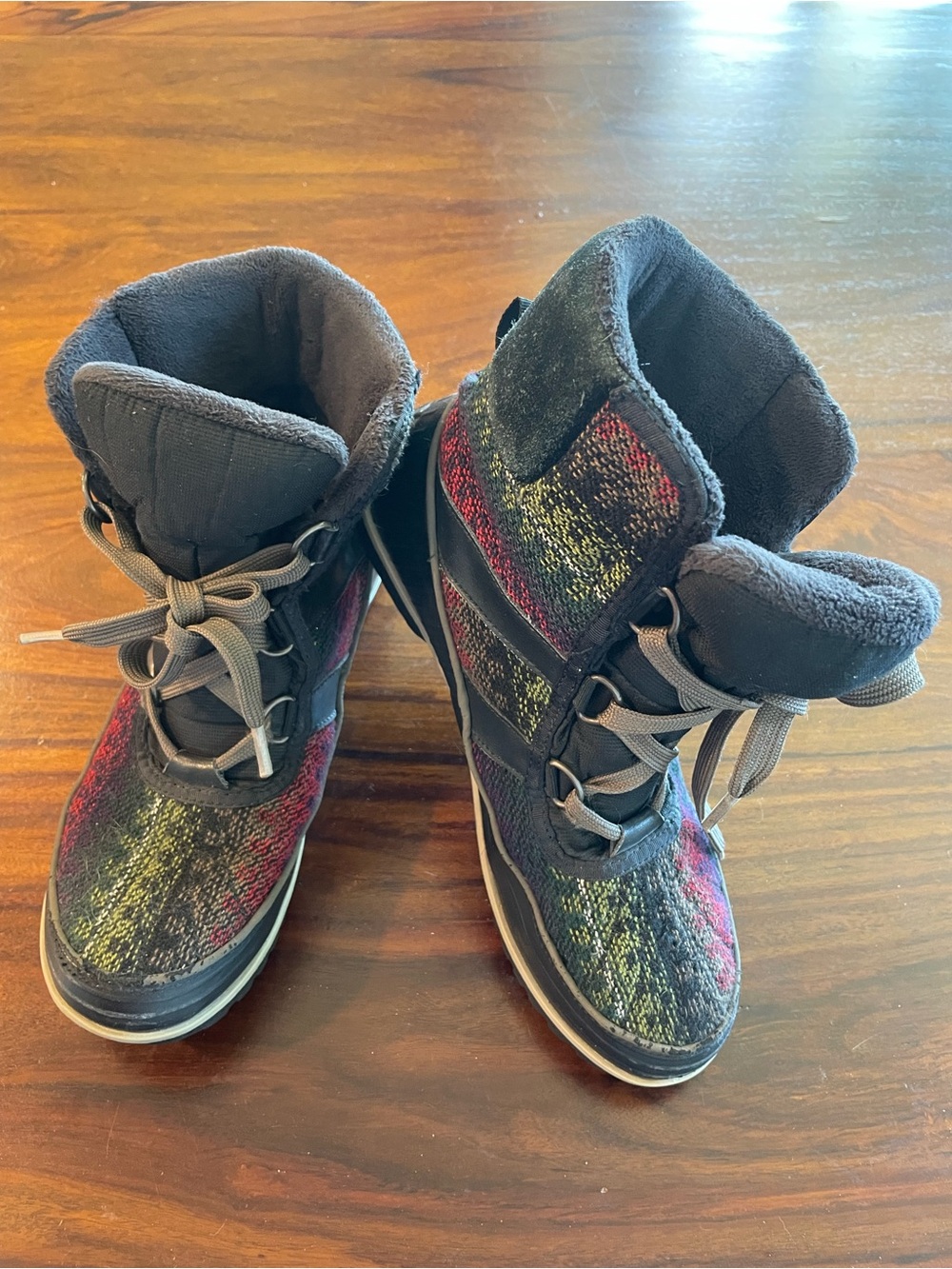 Sorel Women's Black Multi-Color Knit Lace-Up Winter Boots